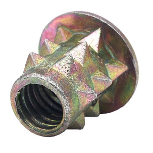 M6 Zinc Alloy Threaed Spiked Wood Caster Insert Nut with Flanged